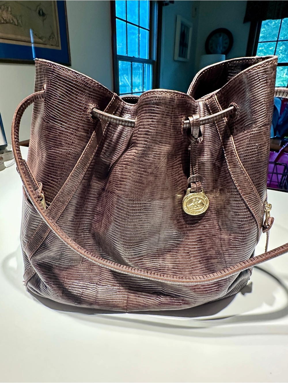RARE Brahmin Bucket Bag with Lizard Embossed Finish - VINTAGE